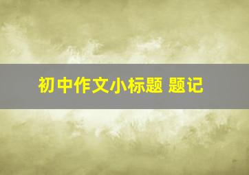 初中作文小标题 题记